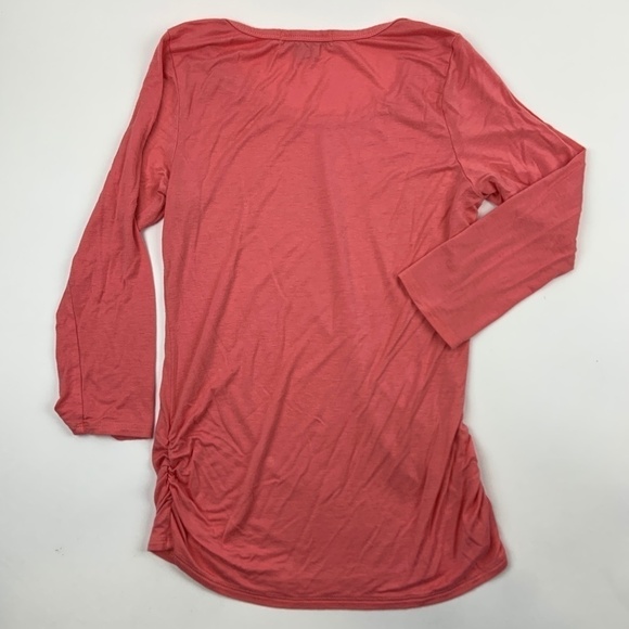 Love Blind Shirt Womens Small Round Neck Quarter Sleeve Scrunched Sides Pink - Picture 7 of 7